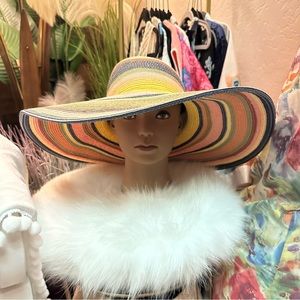 Coolibar colorful striped floppy sun hat w/built in SPF